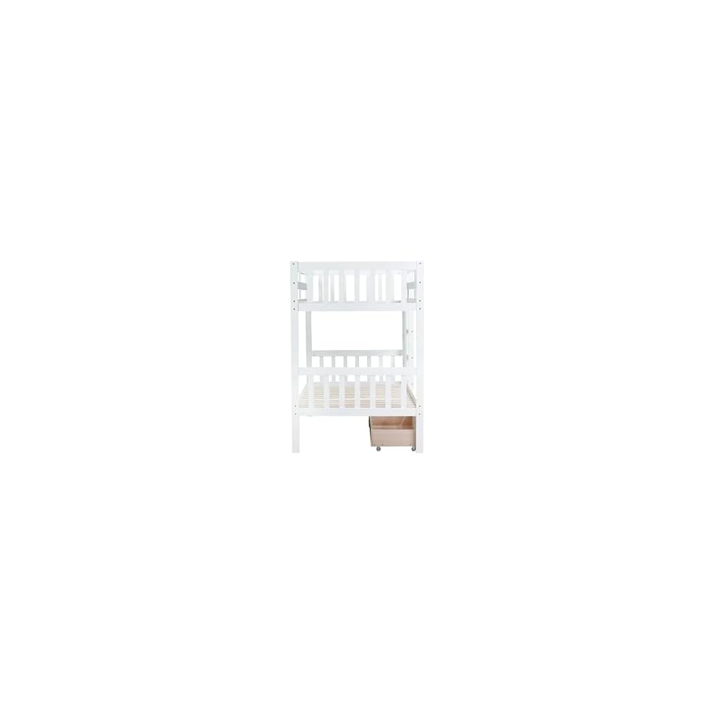 PVWIIK Twin Over Twin Bunk Bed with Storage,White