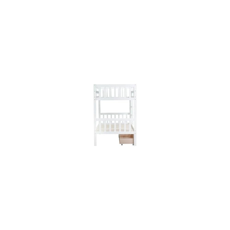 PVWIIK Twin Over Twin Bunk Bed with Storage,White