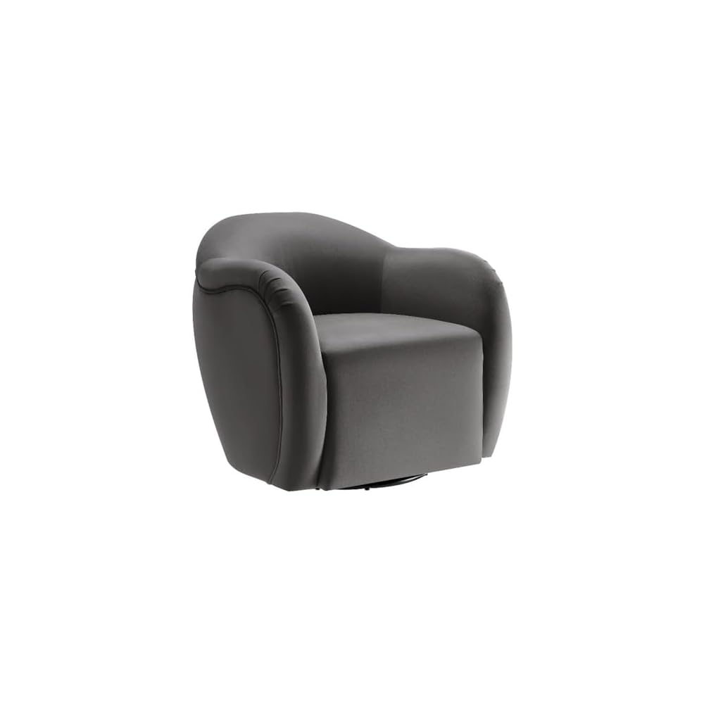 Modway Compose Performance Velvet Swivel Armchair in Storm Gray - Barrel Accent Chair - Comfy Round Single Sofa Chair with 360° Rotation - Modern Upholstered Club Chair for Living Room, Bedroom