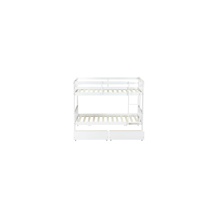 PVWIIK Twin Over Twin Bunk Bed with Storage,White