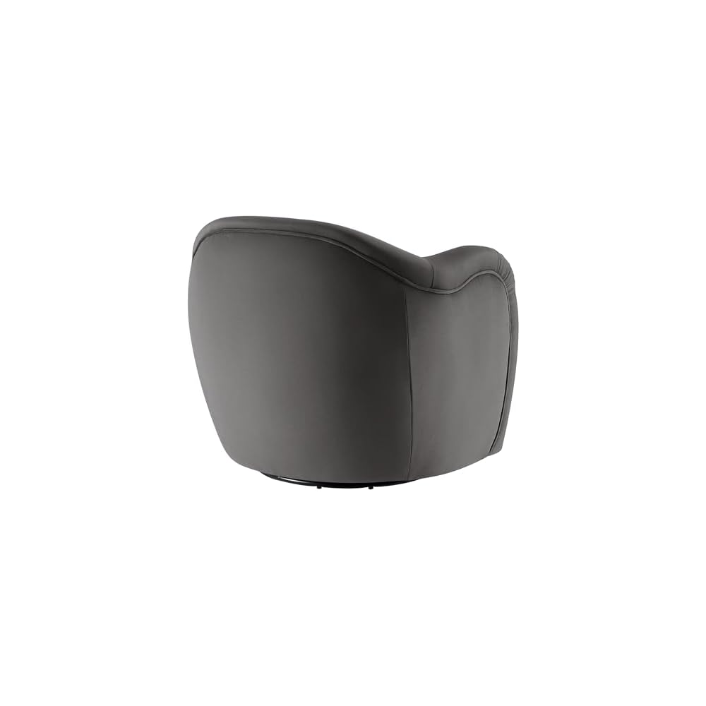 Modway Compose Performance Velvet Swivel Armchair in Storm Gray - Barrel Accent Chair - Comfy Round Single Sofa Chair with 360° Rotation - Modern Upholstered Club Chair for Living Room, Bedroom
