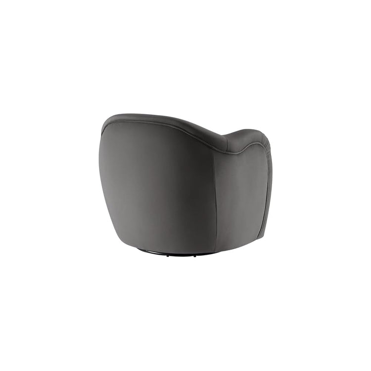 Modway Compose Performance Velvet Swivel Armchair in Storm Gray - Barrel Accent Chair - Comfy Round Single Sofa Chair with 360° Rotation - Modern Upholstered Club Chair for Living Room, Bedroom