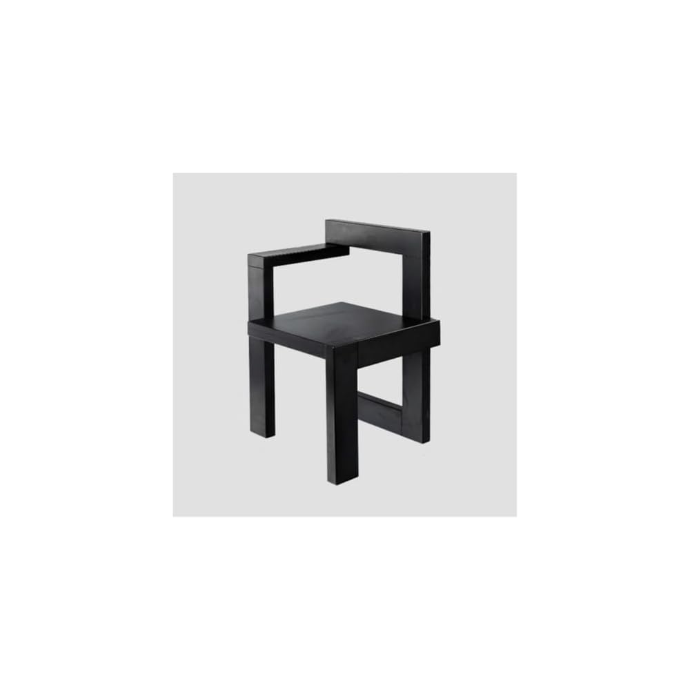 Vintage Retro Dining Chair - Solid Wood Frame Accent Chair for Living Room & Balcony - Stylish Vanity Chair with Durable Construction (Black, 1)
