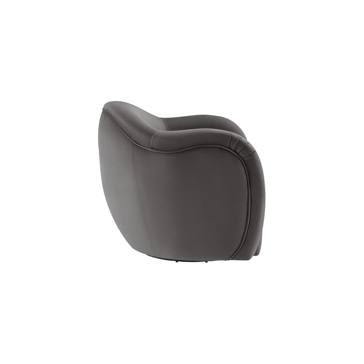 Modway Compose Performance Velvet Swivel Armchair in Storm Gray - Barrel Accent Chair - Comfy Round Single Sofa Chair with 360° Rotation - Modern Upholstered Club Chair for Living Room, Bedroom