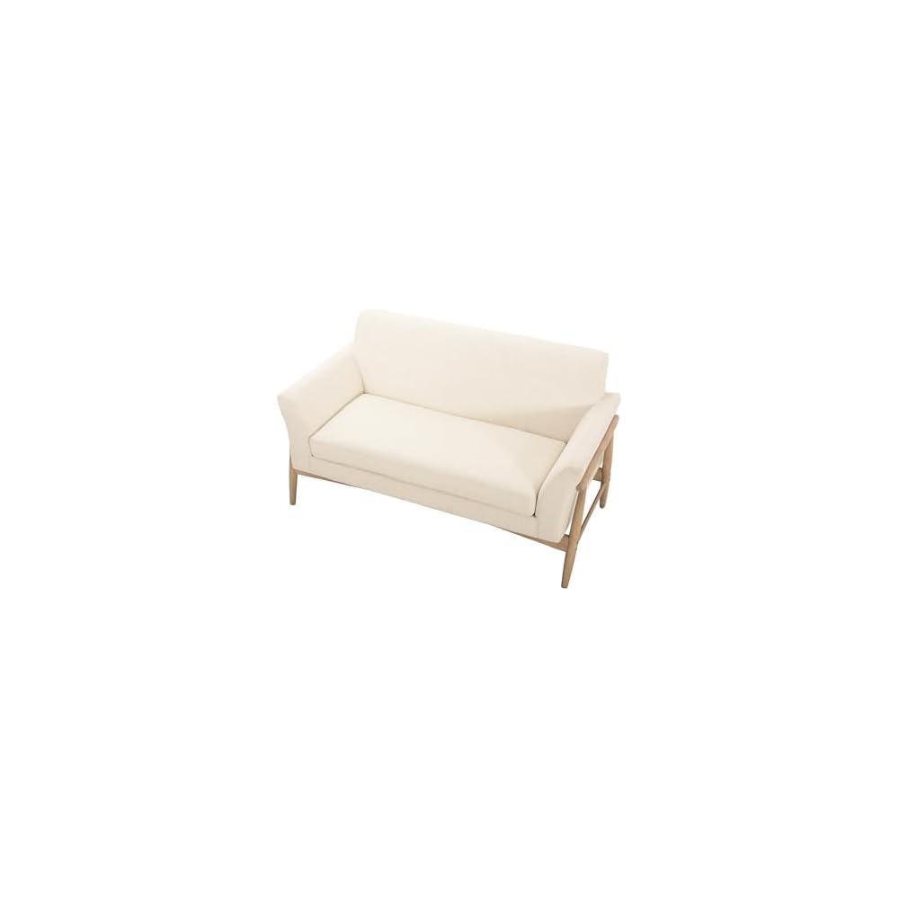 Merax Boucle Loveseat, Modern 2-Seater Upholstered Sofa with Flare Arms & Solid Wood Legs, Durable Wood Frame for Living Room, Beige+Natural