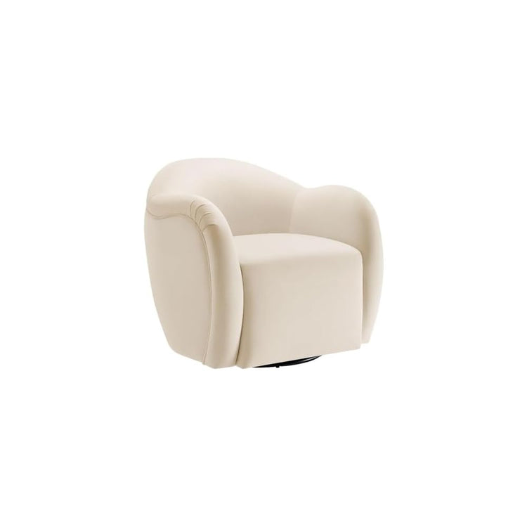 Modway Compose Performance Velvet Swivel Armchair in Storm Gray - Barrel Accent Chair - Comfy Round Single Sofa Chair with 360° Rotation - Modern Upholstered Club Chair for Living Room, Bedroom
