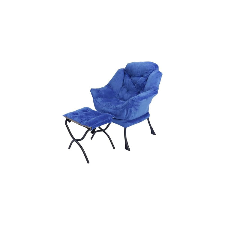 Kokel Lazy Chair with Folding Ottoman,Living Room Chairs, Accent Contemporary Lounge Chair, Single Steel Frame Leisure Sofa Chair with Armrests and A Side Pocket (TM31RED)