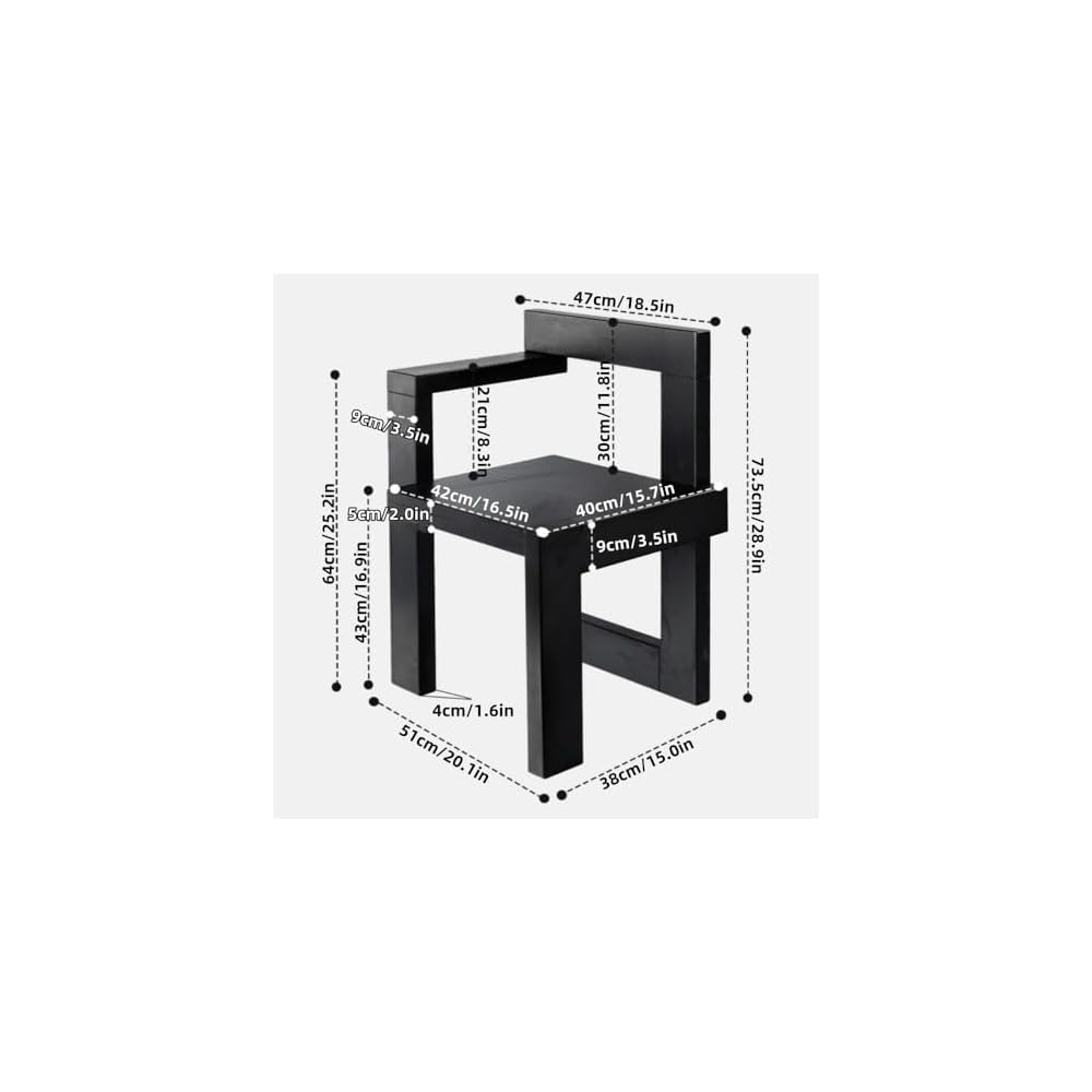 Vintage Retro Dining Chair - Solid Wood Frame Accent Chair for Living Room & Balcony - Stylish Vanity Chair with Durable Construction (Black, 1)