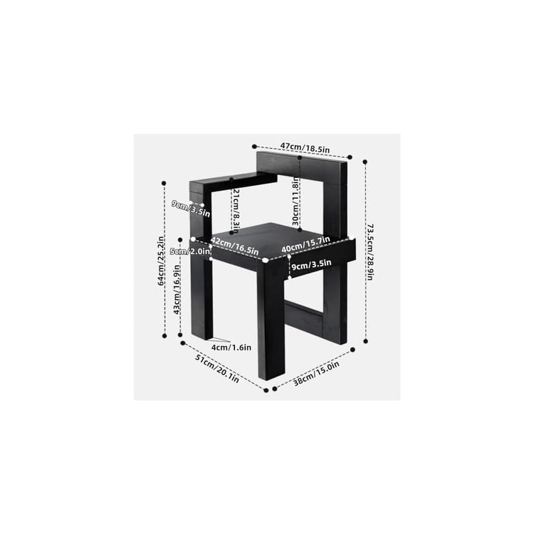 Vintage Retro Dining Chair - Solid Wood Frame Accent Chair for Living Room & Balcony - Stylish Vanity Chair with Durable Construction (Black, 1)