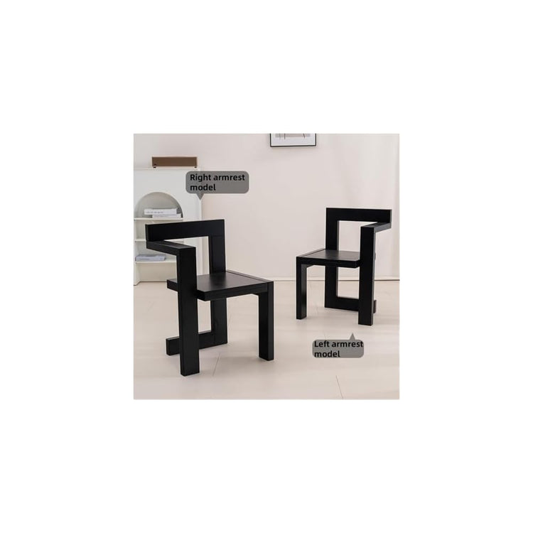 Vintage Retro Dining Chair - Solid Wood Frame Accent Chair for Living Room & Balcony - Stylish Vanity Chair with Durable Construction (Black, 1)
