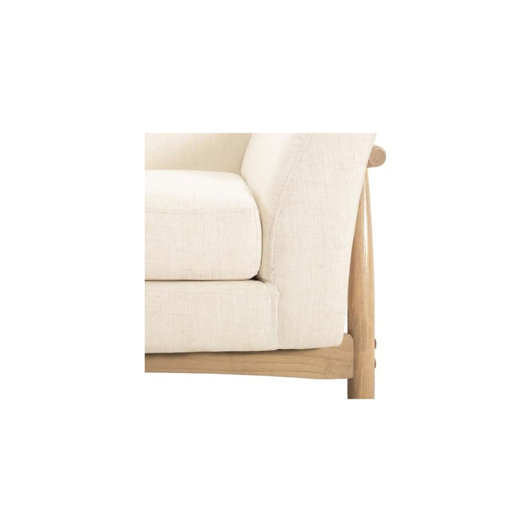 Merax Boucle Loveseat, Modern 2-Seater Upholstered Sofa with Flare Arms & Solid Wood Legs, Durable Wood Frame for Living Room, Beige+Natural