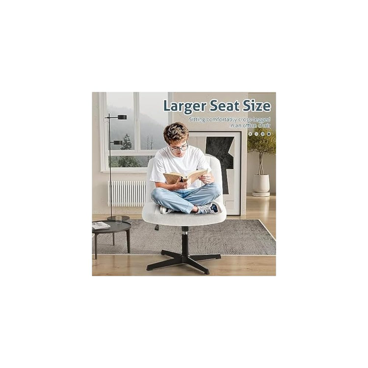 Armless Office Desk Chair No Wheels, Fabric Padded Modern Vanity Chair with Pedal,Height Adjustable Wide Seat Computer Task Chair for Home Office,Mid Back Accent Chair