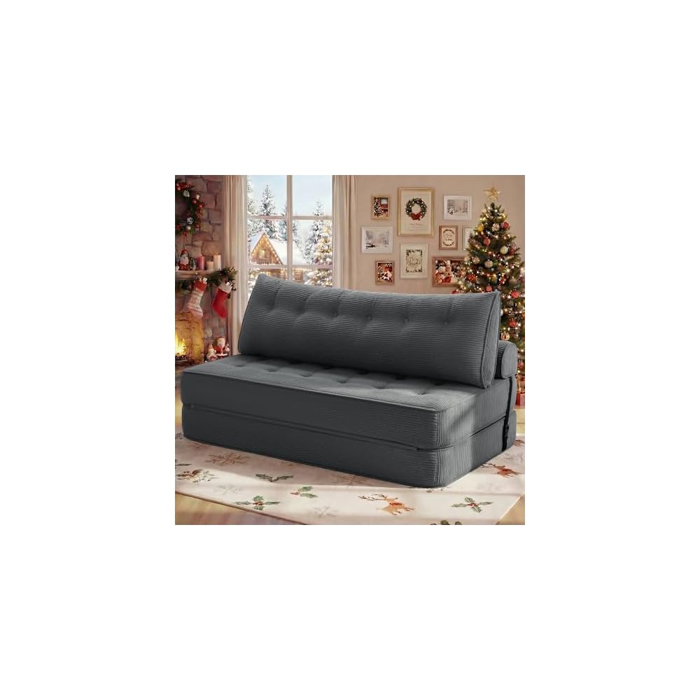 Folding Sofa Bed Sleeper Sofa Chair 3 in 1 Convertible Sofa Bed Queen-Grey