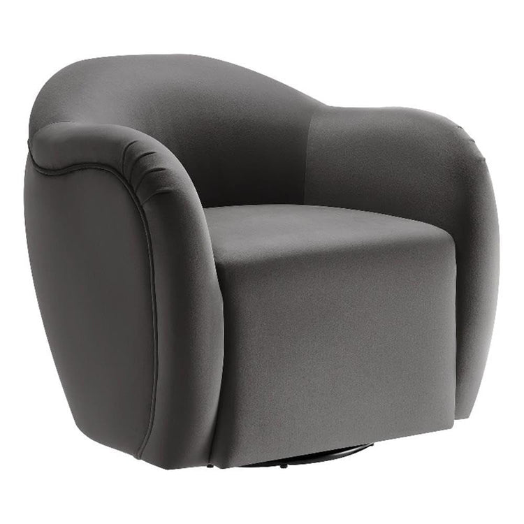 Modway Compose Performance Velvet Swivel Armchair in Storm Gray - Barrel Accent Chair - Comfy Round Single Sofa Chair with 360° Rotation - Modern Upholstered Club Chair for Living Room, Bedroom