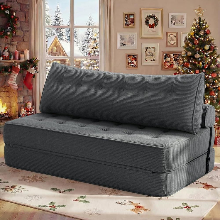 Folding Sofa Bed Sleeper Sofa Chair 3 in 1 Convertible Sofa Bed Queen-Grey